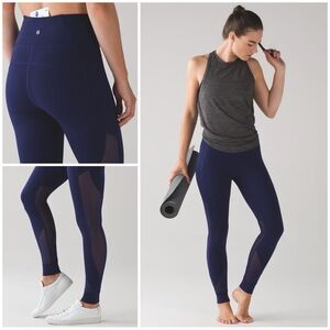 Lululemon Hot Like Agni Mesh Side Leggings Women's Full Length Blue Size 8